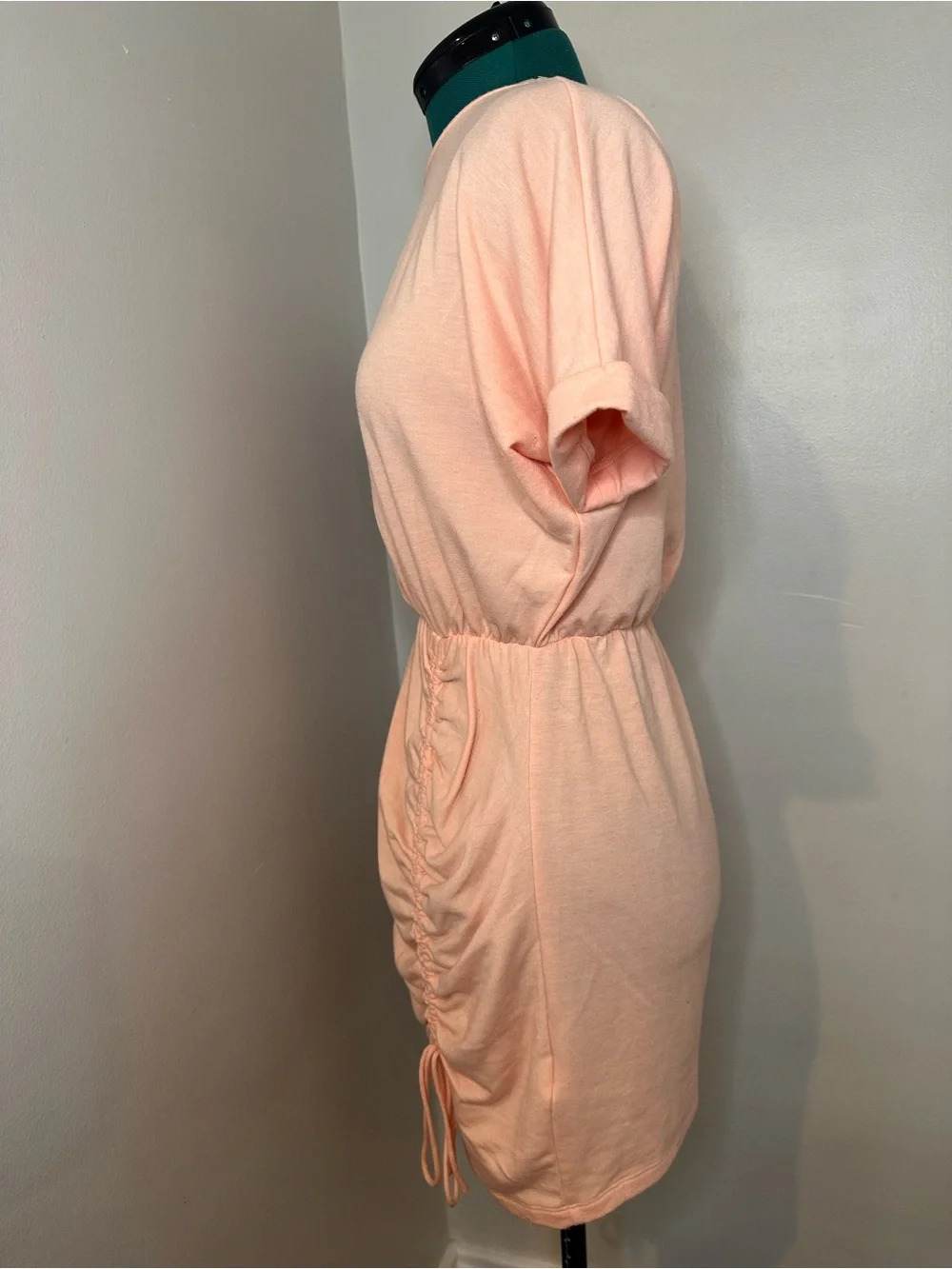 Express Peach Ruched Side-Drawstring Mini Dress - Picture 7 of 10
